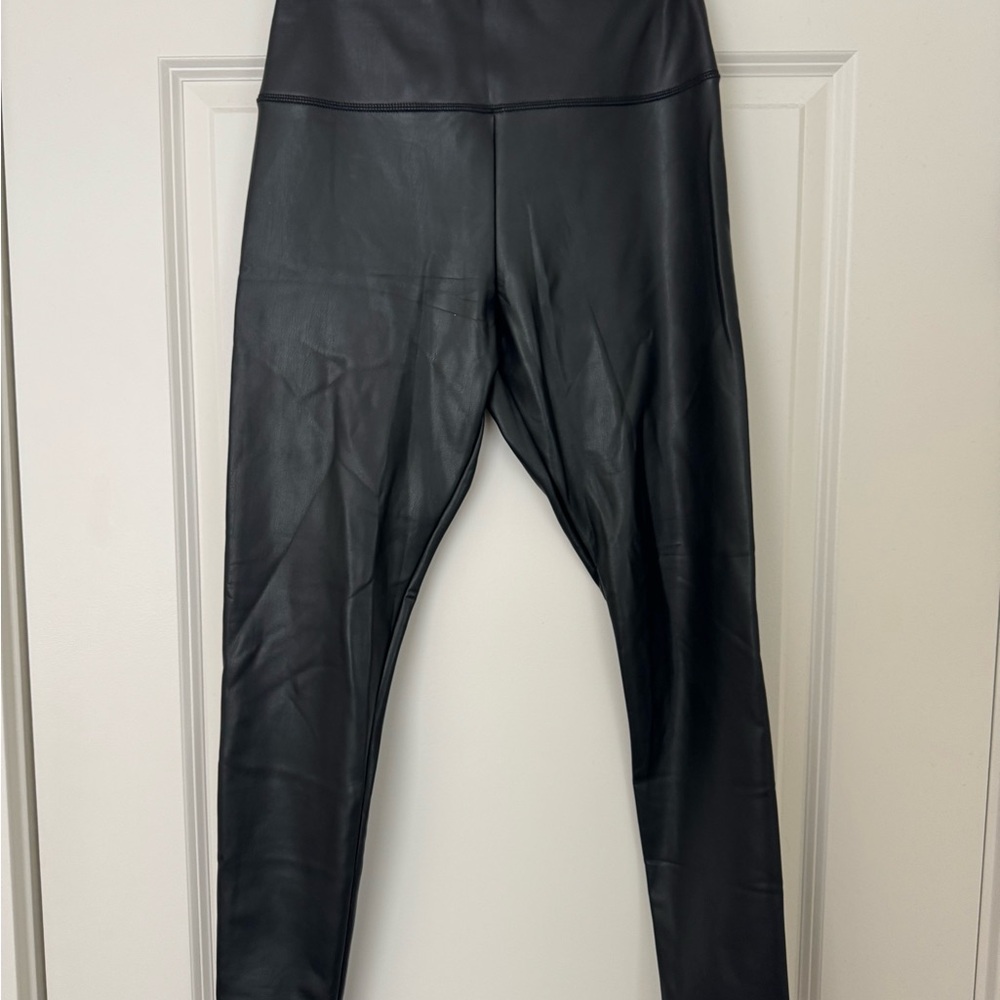 Black Faux Fleece Leather Leggings